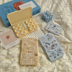 Estojo para lentes de contato coloridas Fluffy Cat Tales