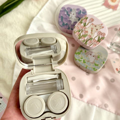 Estojo de lentes de contato colorido tulipa coelho com pintura a óleo