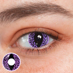 Lentes de contato coloridas roxas de leopardo olho de gato cosplay