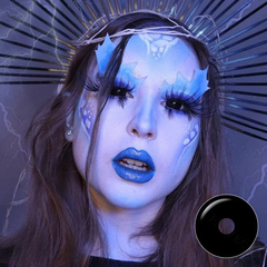 Lentes de contato coloridas de esclera preta cega de Halloween 17mm