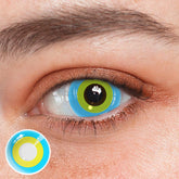 Cosplay Circle Line Blue Yellow Colored Contact Lenses