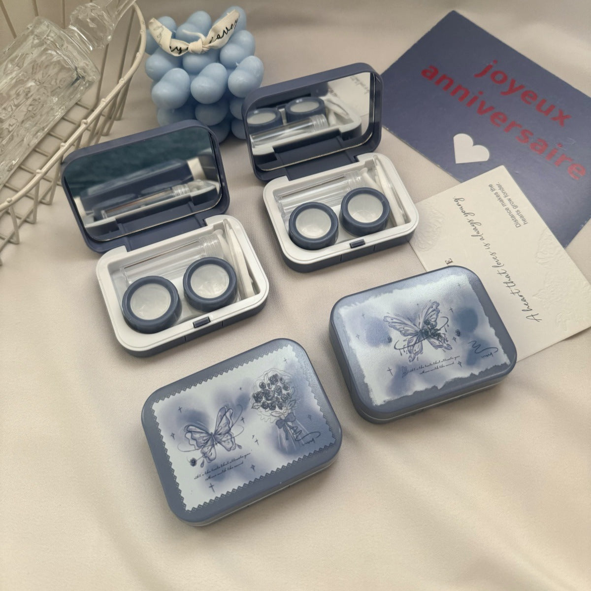 Romantic Ice Blue Roses Color de lente de contacto de color
