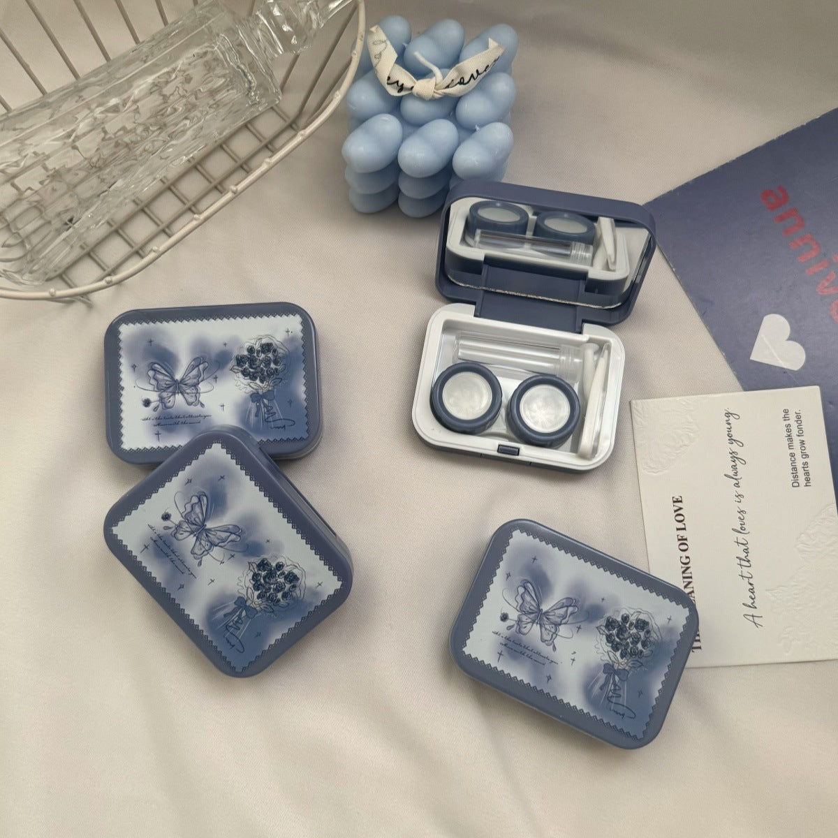Romantic Ice Blue Roses Color de lente de contacto de color