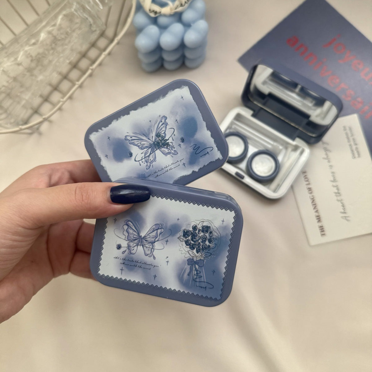 Romantic Ice Blue Roses Color de lente de contacto de color
