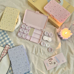 Pastel Floral Kitten Colored Contact Lens Case