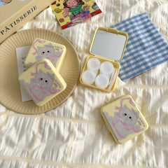 Butter Yellow Bow Kitten spalvotas kontaktinių lęšių dėklas