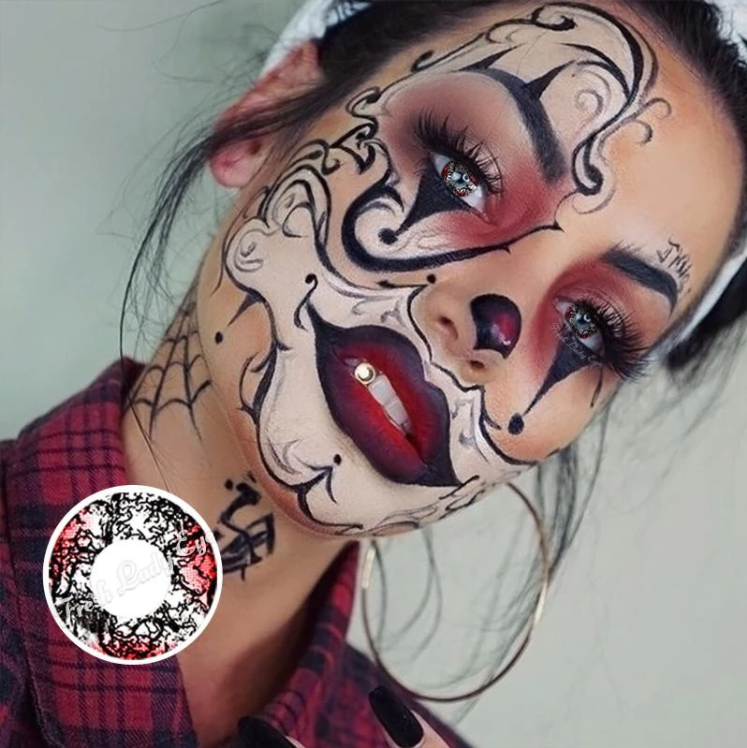 Halloween Demon Black&Red Colored Contact Lenses