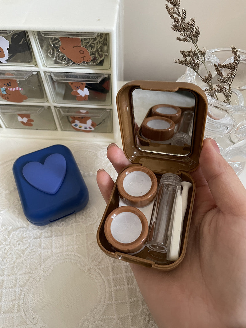 Étui à lentilles de contact colorées en forme de cœur 