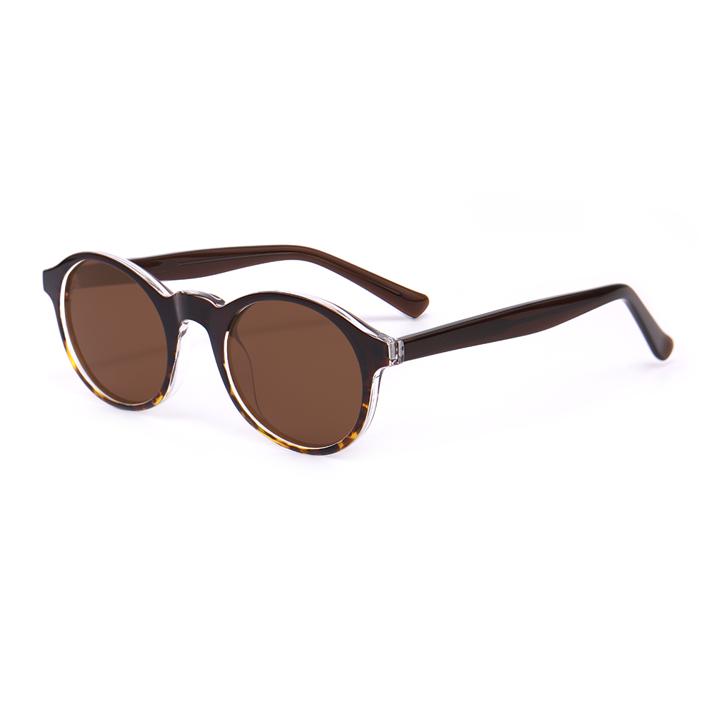 Teresa retro okrągłe brązowe okulary przeciwsłoneczne