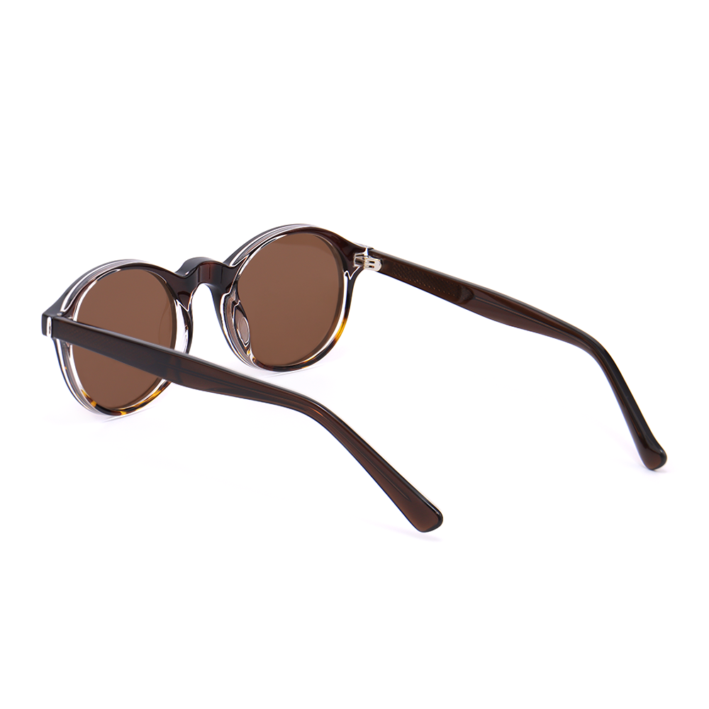 Teresa retro okrągłe brązowe okulary przeciwsłoneczne