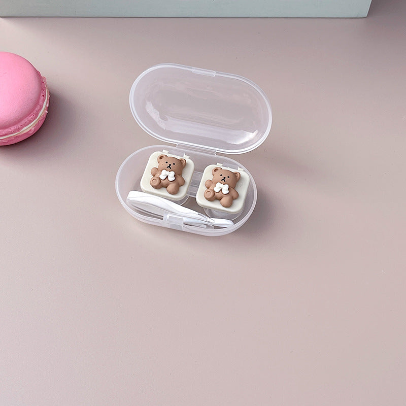 Étui à lentilles de contact coloré en forme d'ours mignon 