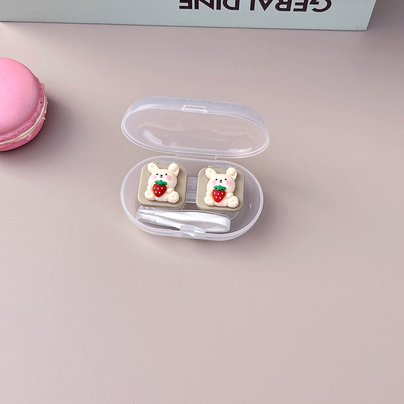 Étui à lentilles de contact coloré en forme d'ours mignon 