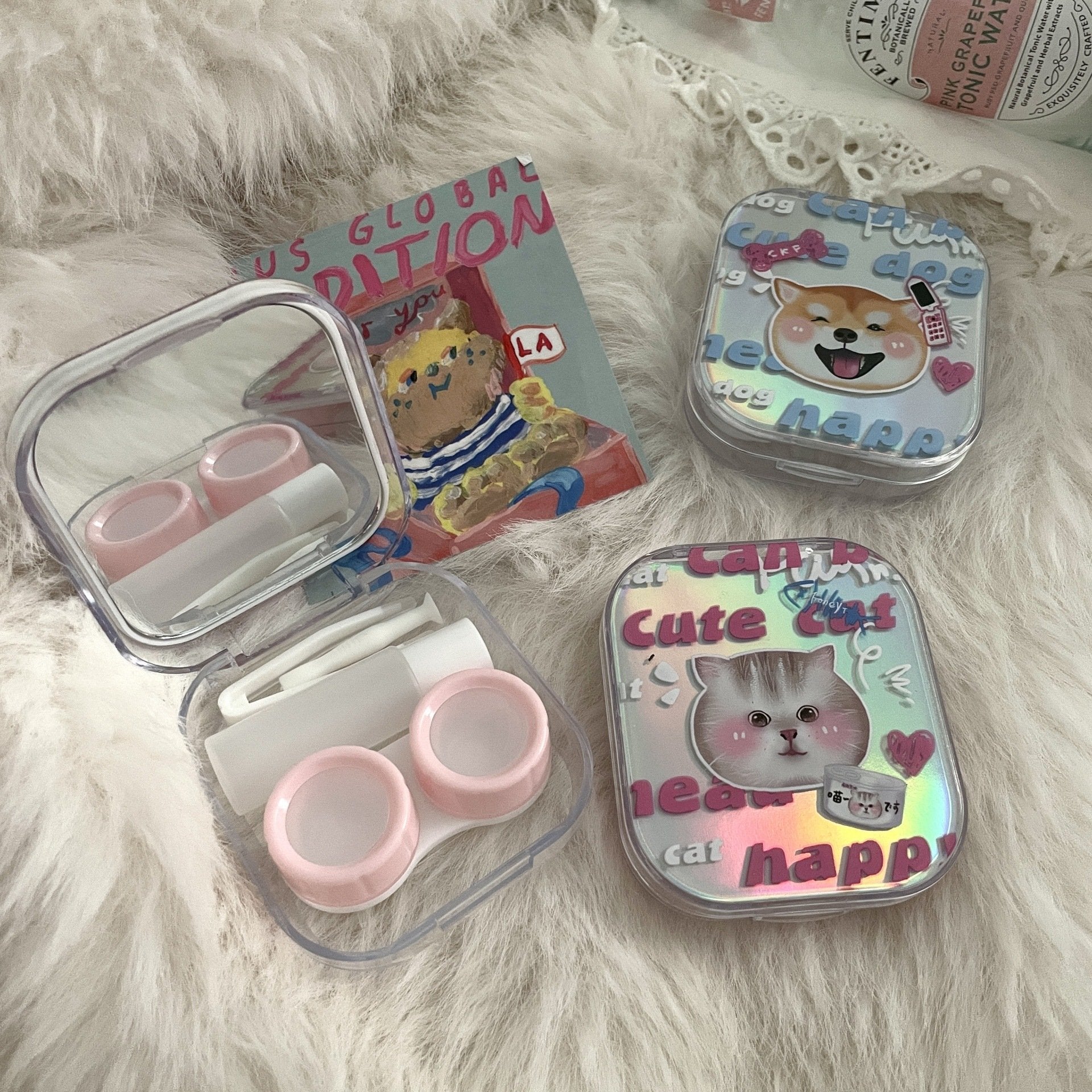 Ins Cute Laser Colored Contact Lens Case